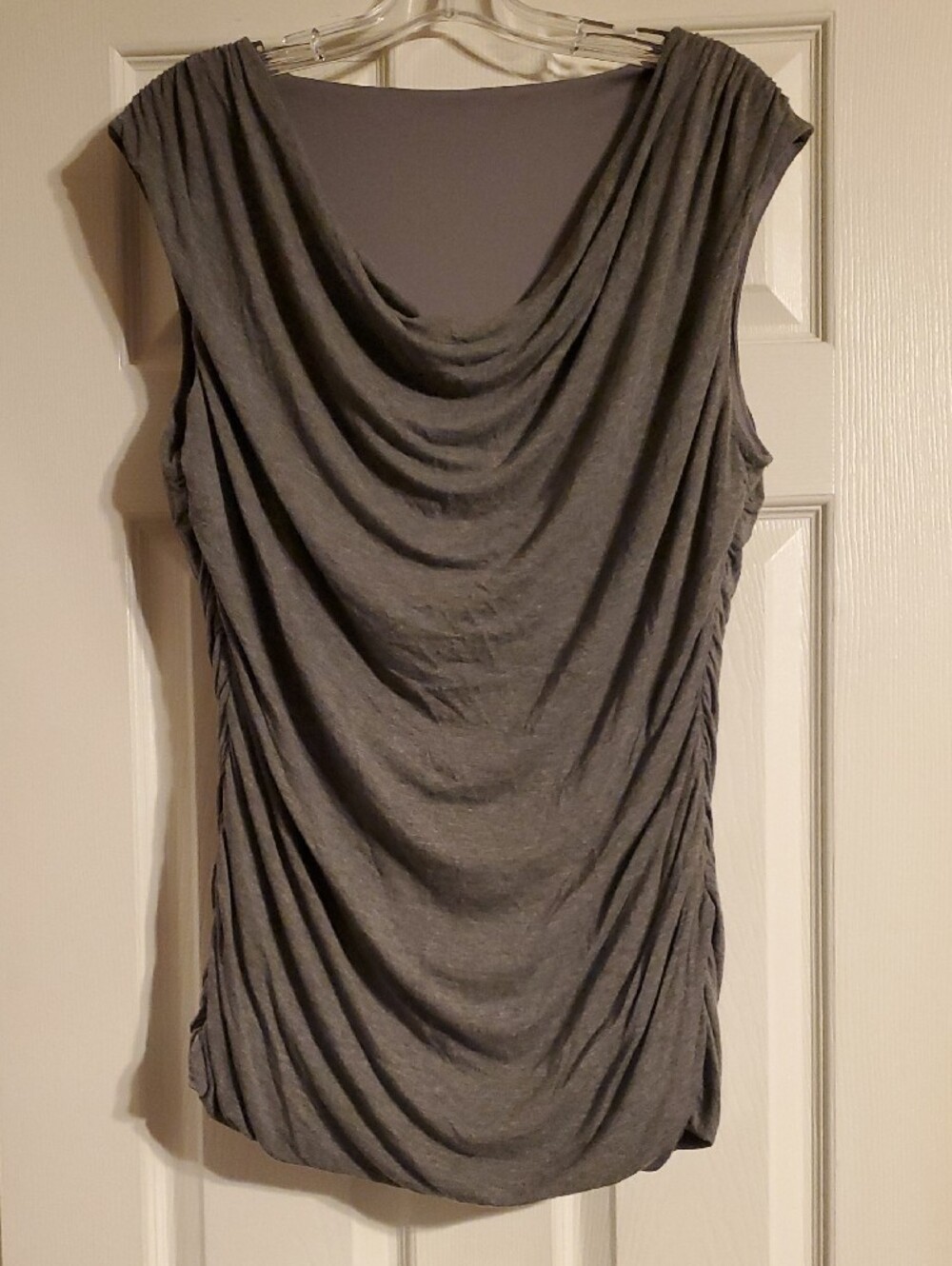 Grey Draped Sleeveless Top Ruched Tank Top